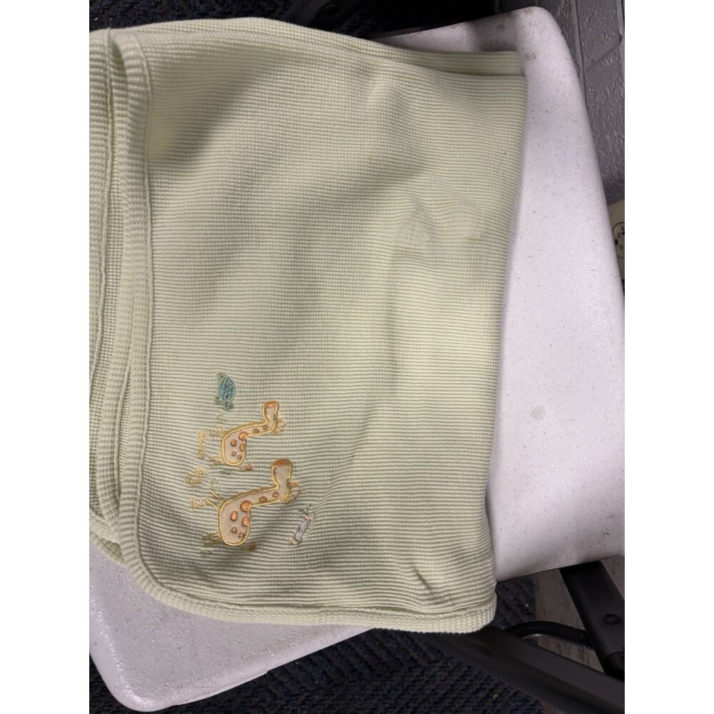Koala Baby Thermal Receiving Blanket Waffle Weave Green Yellow Giraffes Two By 2